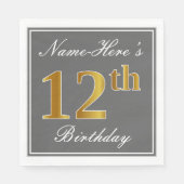 グレエレガントイ、フェイク金ゴールド12番目の誕生日、名前をカスタムする スタンダードランチョンナプキン (正面)
