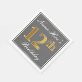 グレエレガントイ、フェイク金ゴールド12番目の誕生日、名前をカスタムする スタンダードランチョンナプキン (角)