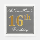 グレエレガントイ、フェイク金ゴールド16番目の誕生日、名前をカスタムする スタンダードランチョンナプキン (正面)