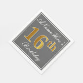 グレエレガントイ、フェイク金ゴールド16番目の誕生日、名前をカスタムする スタンダードランチョンナプキン (角)