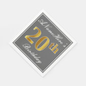 グレエレガントイ、フェイク金ゴールド20番目の誕生日、名前をカスタムする スタンダードランチョンナプキン (角)