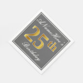 グレエレガントイ、フェイク金ゴールド25番目の誕生日、名前をカスタムする スタンダードランチョンナプキン (角)