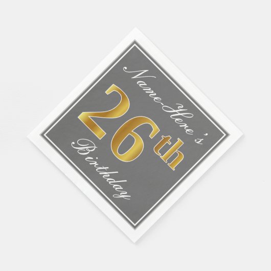 グレエレガントイ、フェイク金ゴールド26番目の誕生日、名前をカスタムする スタンダードランチョンナプキン (角)