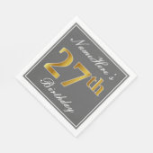 グレエレガントイ、フェイク金ゴールド27番目の誕生日、名前をカスタムする スタンダードランチョンナプキン (角)