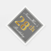 グレエレガントイ、フェイク金ゴールド28番目の誕生日、名前をカスタムする スタンダードランチョンナプキン (角)