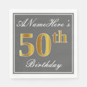 グレエレガントイ、フェイク金ゴールド50番目の誕生日、名前をカスタムする スタンダードランチョンナプキン (正面)
