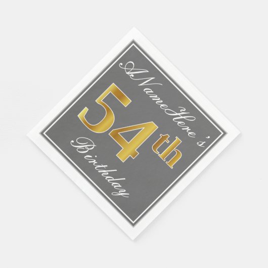 グレエレガントイ、フェイク金ゴールド54番目の誕生日、名前をカスタムする スタンダードランチョンナプキン (角)