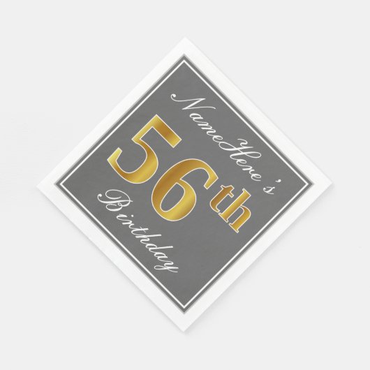 グレエレガントイ、フェイク金ゴールド56番目の誕生日、名前をカスタムする スタンダードランチョンナプキン (角)