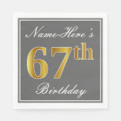 グレエレガントイ、フェイク金ゴールド67番目の誕生日、名前をカスタムする スタンダードランチョンナプキン (正面)