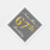 グレエレガントイ、フェイク金ゴールド67番目の誕生日、名前をカスタムする スタンダードランチョンナプキン (角)