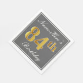 グレエレガントイ、フェイク金ゴールド84番目の誕生日、名前をカスタムする スタンダードランチョンナプキン (角)