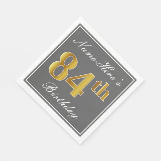 グレエレガントイ、フェイク金ゴールド84番目の誕生日、名前をカスタムする スタンダードランチョンナプキン (角)