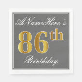 グレエレガントイ、フェイク金ゴールド86番目の誕生日、名前をカスタムする スタンダードランチョンナプキン (正面)