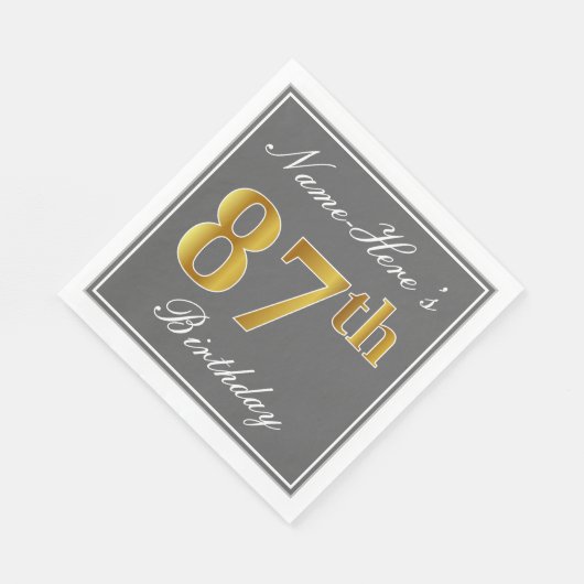 グレエレガントイ、フェイク金ゴールド87番目の誕生日、名前をカスタムする スタンダードランチョンナプキン (角)
