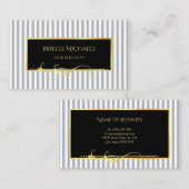 グレエレガントーストライプブラック金ゴールドフィリグリー美しい 名刺 (正面/裏面)