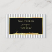 グレエレガントーストライプブラック金ゴールドフィリグリー美しい 名刺 (裏面)