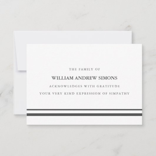 グレエレガントーストライプ葬儀悔やみや弔慰ありがとう 招待状 (正面)
