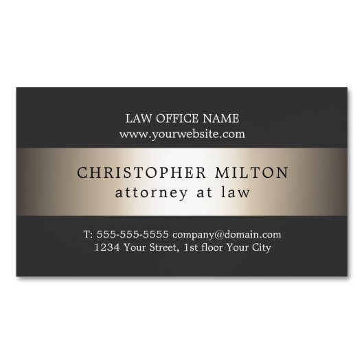 グレエレガントーフェイク金ゴールドストライプ弁護士 マグネット名刺 (正面)