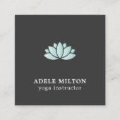 グレエレガントーミニマルブルーロータスアイコンヨガ スクエア名刺 (正面)