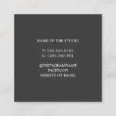 グレエレガントーミニマルブルーロータスアイコンヨガ スクエア名刺 (裏面)