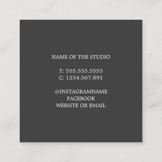 グレエレガントーミニマルブルーロータスアイコンヨガ スクエア名刺 (裏面)