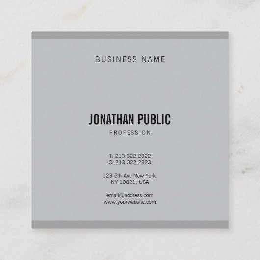 グレエレガントーモダンシンプルプロフェッショナルテンプレート スクエア名刺 (裏面)