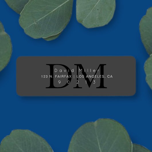 グレエレガントーモダンブラックモノグラム差出人住所 ラベル