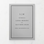 グレエレガントーモダンモノグラムシンプル結婚 三つ折り招待状 (カバー)