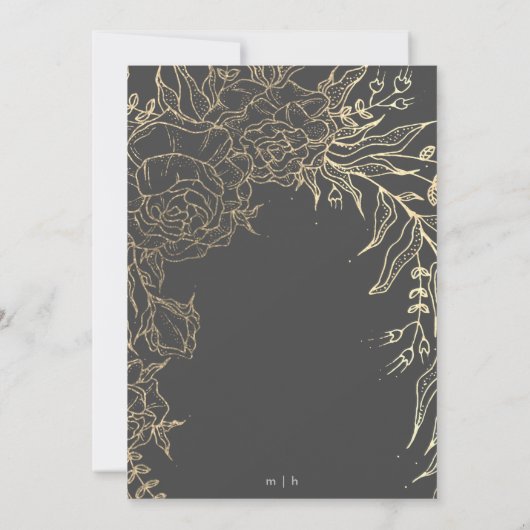 グレエレガントーモダン金ゴールドパンパブライダルシャワー 招待状 (裏面)