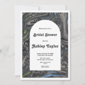 グレエレガントー絵画ブルー抽象芸術ブライダルシャワー 招待状 (正面)