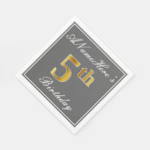 グレエレガントー、フェイク金ゴールド第5誕生日+名前をカスタムする スタンダードランチョンナプキン (角)