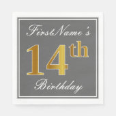 グレエレガントー、フェイク金ゴールド14番目の誕生日、名前をカスタムする スタンダードランチョンナプキン (正面)