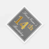 グレエレガントー、フェイク金ゴールド14番目の誕生日、名前をカスタムする スタンダードランチョンナプキン (角)