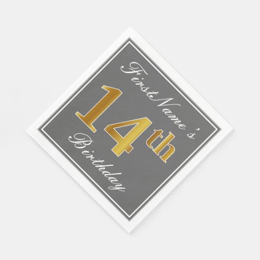 グレエレガントー、フェイク金ゴールド14番目の誕生日、名前をカスタムする スタンダードランチョンナプキン (角)