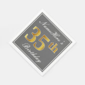 グレエレガントー、フェイク金ゴールド35番目の誕生日、名前をカスタムする スタンダードランチョンナプキン (角)