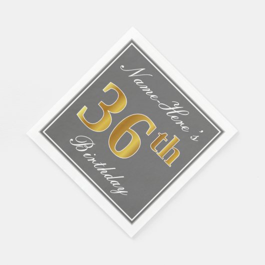 グレエレガントー、フェイク金ゴールド36番目の誕生日、名前をカスタムする スタンダードランチョンナプキン (角)