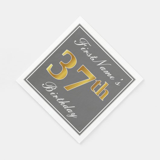 グレエレガントー、フェイク金ゴールド37番目の誕生日、名前をカスタムする スタンダードランチョンナプキン (角)