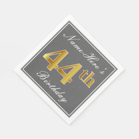 グレエレガントー、フェイク金ゴールド44番目の誕生日、名前をカスタムする スタンダードランチョンナプキン (角)