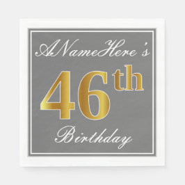 グレエレガントー、フェイク金ゴールド46番目の誕生日、名前をカスタムする スタンダードランチョンナプキン