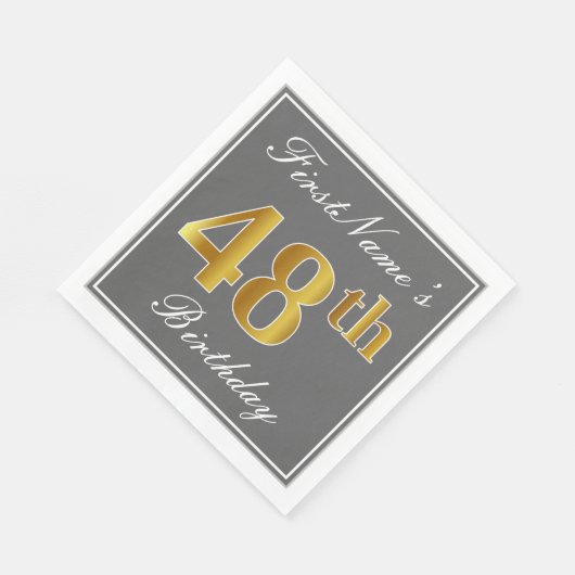 グレエレガントー、フェイク金ゴールド48番目の誕生日、名前をカスタムする スタンダードランチョンナプキン (角)