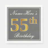 グレエレガントー、フェイク金ゴールド55番目の誕生日、名前をカスタムする スタンダードランチョンナプキン (正面)