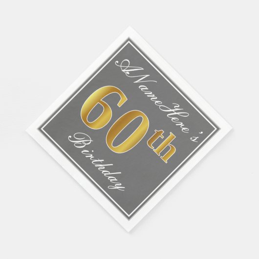 グレエレガントー、フェイク金ゴールド60番目の誕生日、名前をカスタムする スタンダードランチョンナプキン (角)