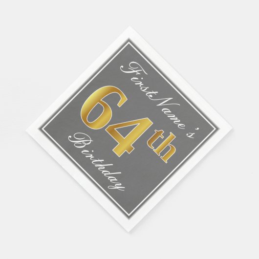 グレエレガントー、フェイク金ゴールド64番目の誕生日、名前をカスタムする スタンダードランチョンナプキン (角)