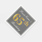 グレエレガントー、フェイク金ゴールド65番目の誕生日、名前をカスタムする スタンダードランチョンナプキン (角)