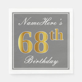 グレエレガントー、フェイク金ゴールド68番目の誕生日、名前をカスタムする スタンダードランチョンナプキン