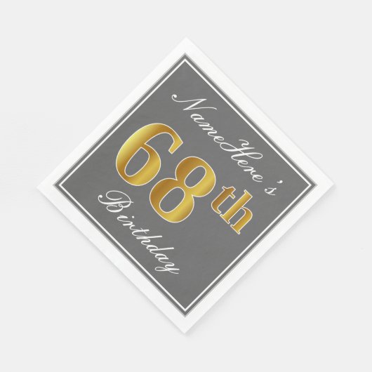 グレエレガントー、フェイク金ゴールド68番目の誕生日、名前をカスタムする スタンダードランチョンナプキン (角)