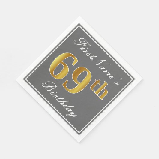 グレエレガントー、フェイク金ゴールド69番目の誕生日、名前をカスタムする スタンダードランチョンナプキン (角)