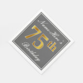 グレエレガントー、フェイク金ゴールド75番目の誕生日、名前をカスタムする スタンダードランチョンナプキン (角)