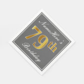 グレエレガントー、フェイク金ゴールド79番目の誕生日、名前をカスタムする スタンダードランチョンナプキン (角)