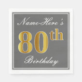 グレエレガントー、フェイク金ゴールド80番目の誕生日、名前をカスタムする スタンダードランチョンナプキン (正面)